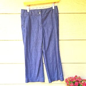 Loft Katie Wide Leg Navy Cropped Chino Pants 2